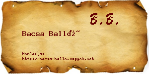 Bacsa Balló névjegykártya
